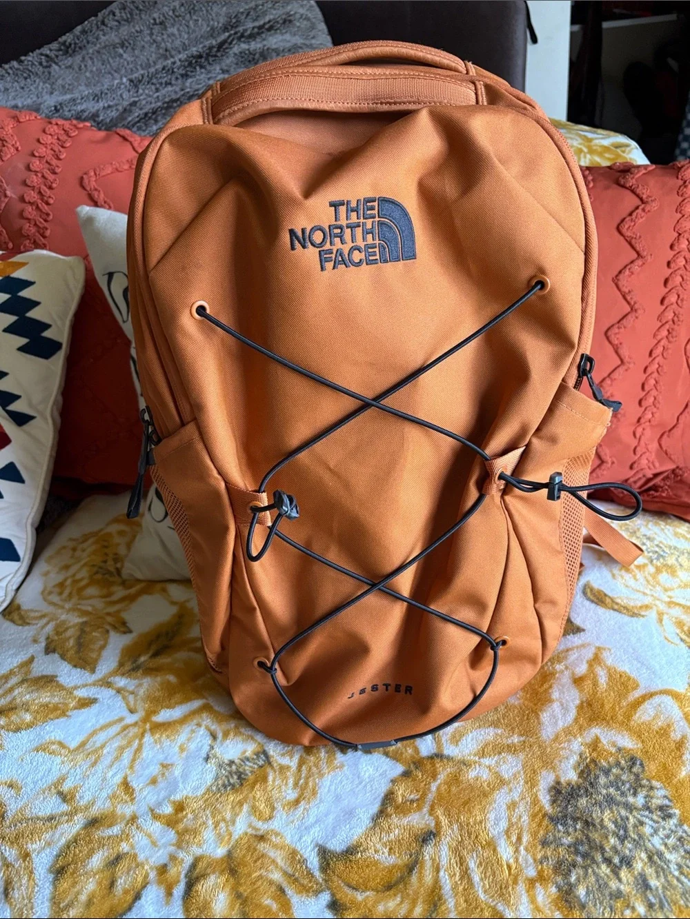 The North Face Orange Jester Backpack with Front Bungee